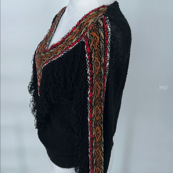 FRENCH RAGS NUBBY RAYON SWEATER SIZE SMALL FRINGE EMBROIDERED VINTAGE - Picture 6 of 11